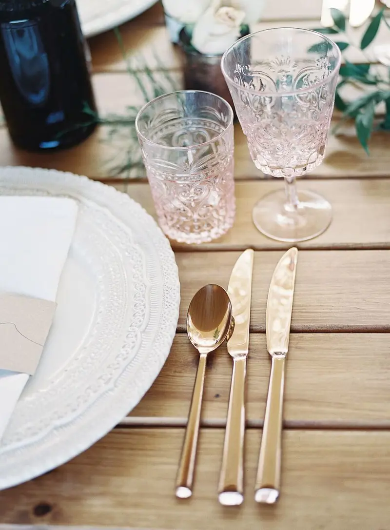 Annkathrin Koch Gold Cutlery Blush Glassware