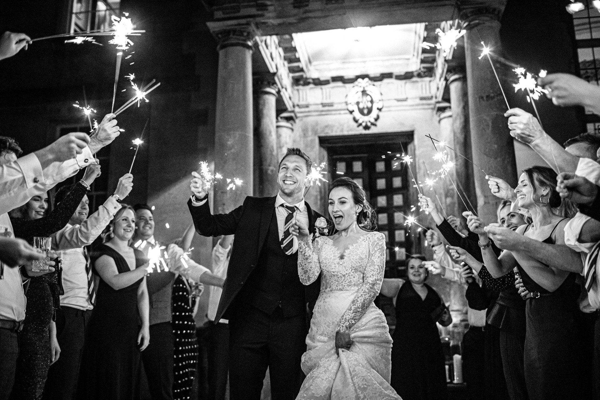 Winter Wedding Sparkler Fun