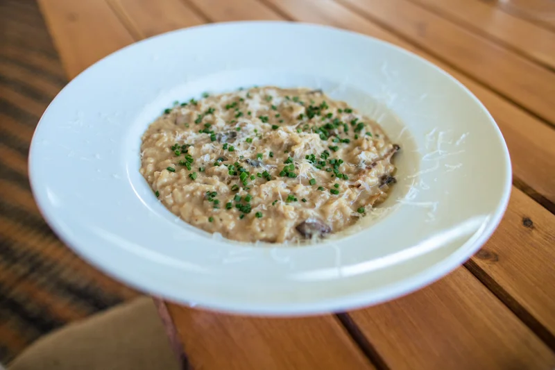 Wild mushroom, champagne & truffle risotto winter wedding menu
