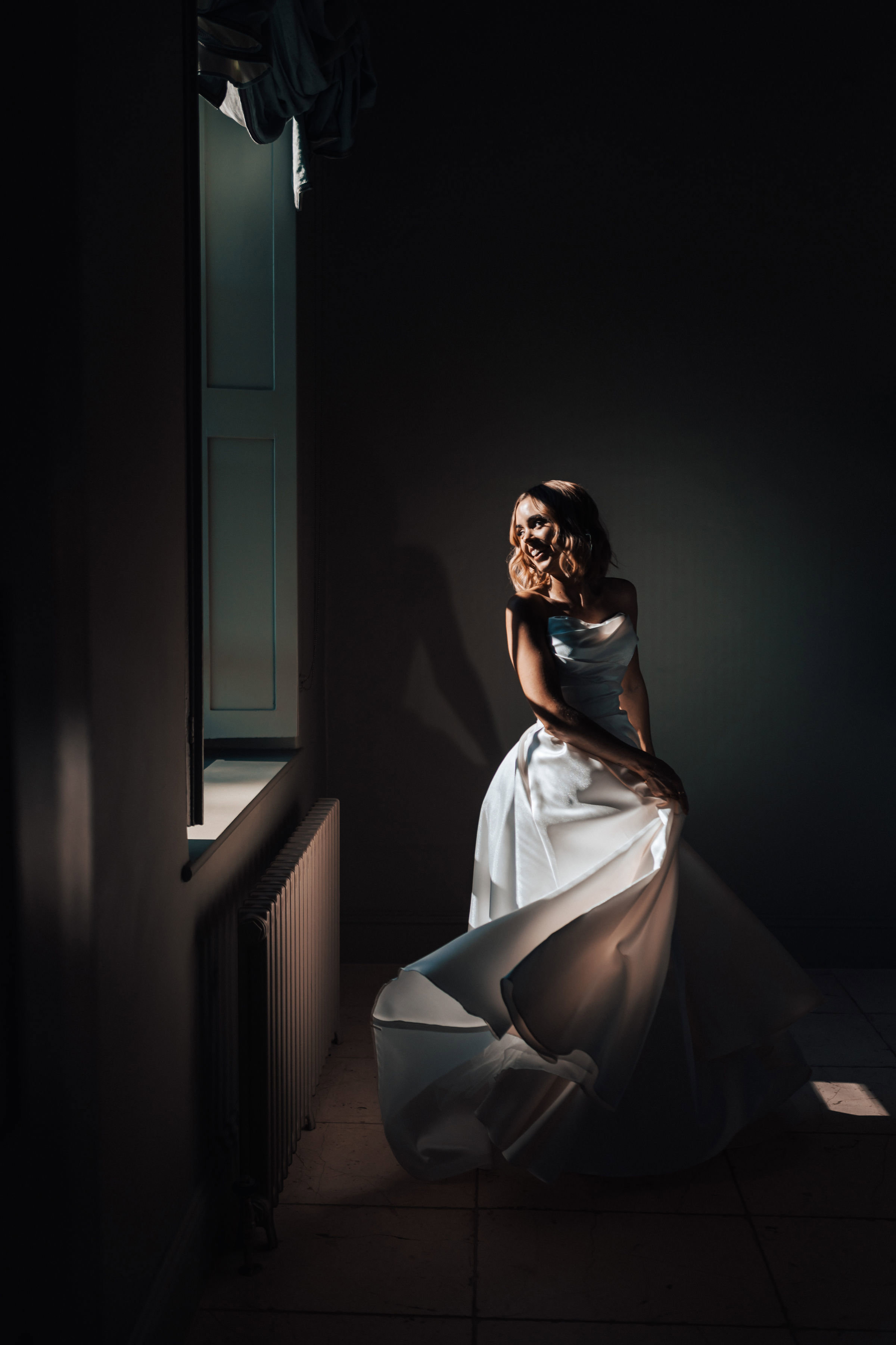 Bride in window light