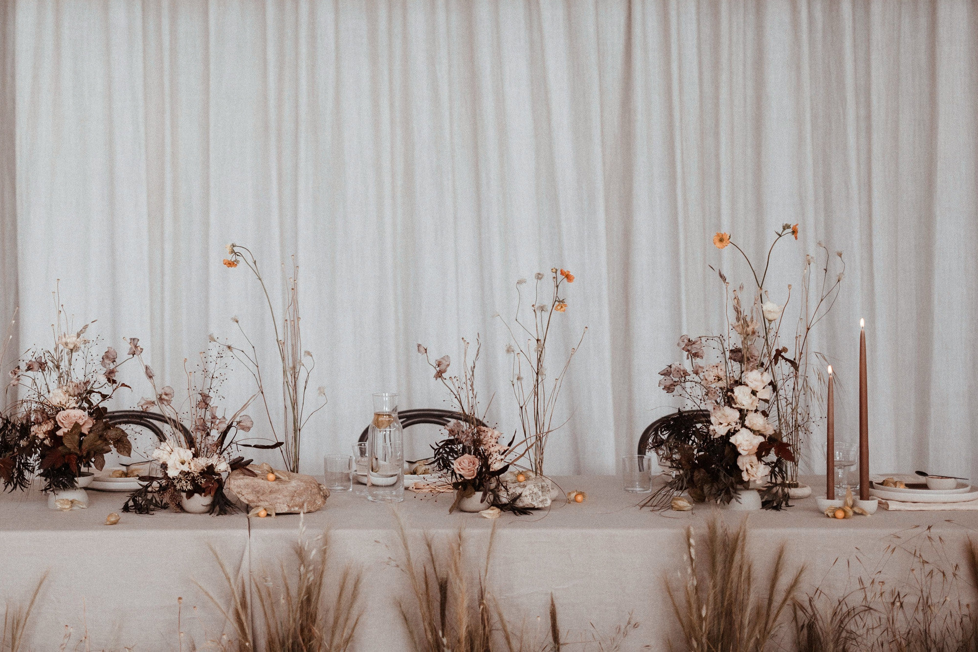 eco wedding reception with natural colours and real candles