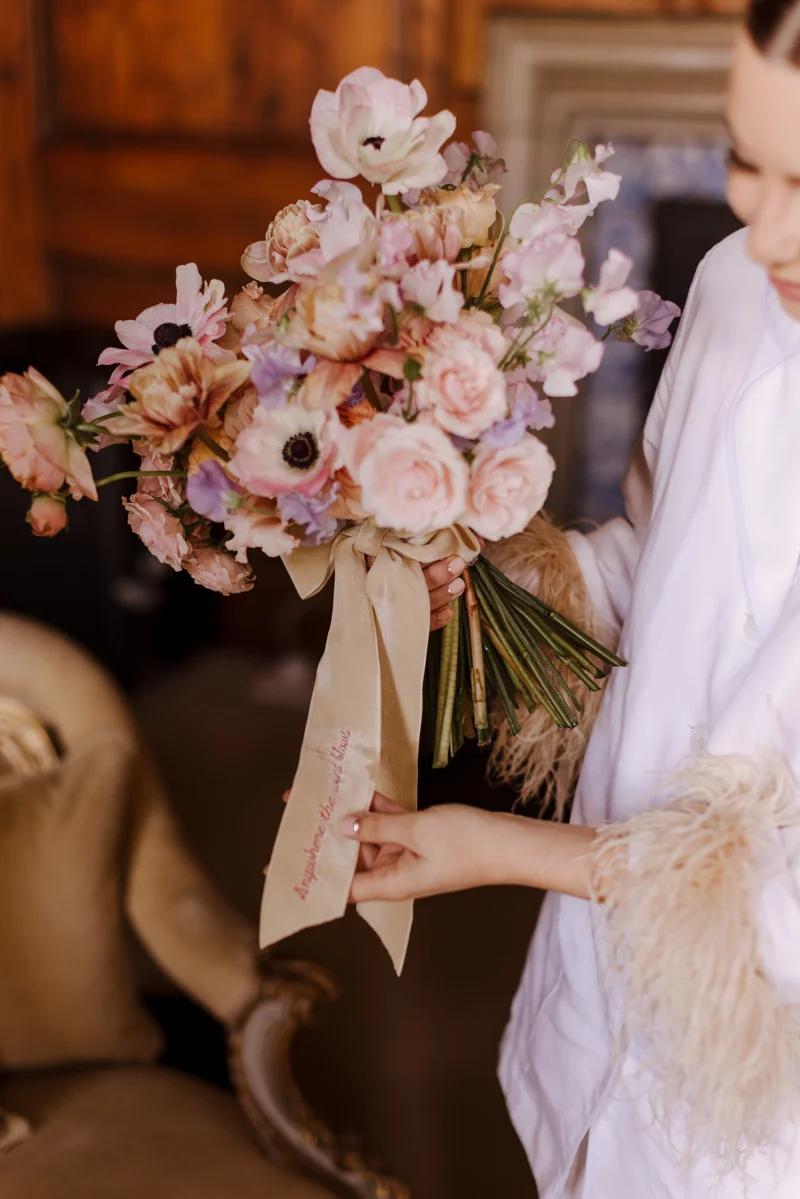 pink and purple wedding bouquet