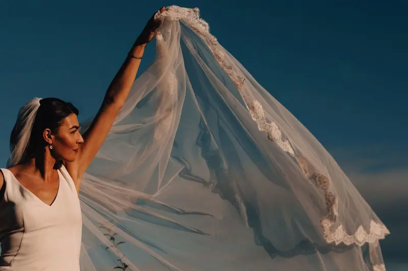 Catherdral Veil Real Wedding