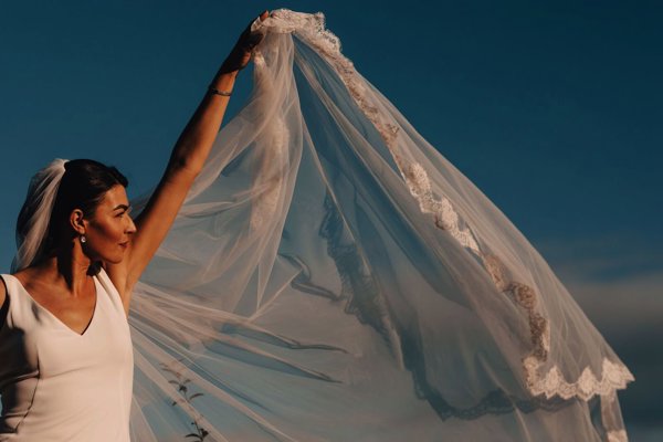 Catherdral Veil Real Wedding