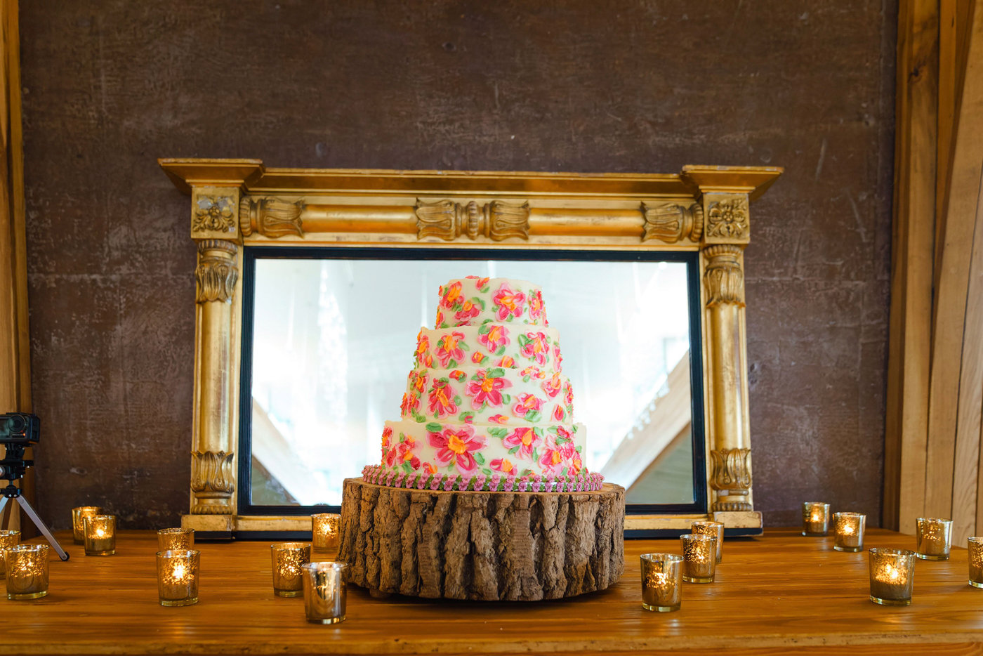 Homemade Wedding Cake Pink Orange
