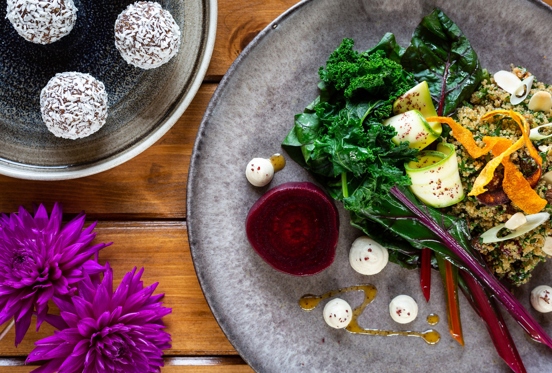 Eat a rainbow at Elmore Court's wellbeing retreats. Delicious healthy vegetarian menu