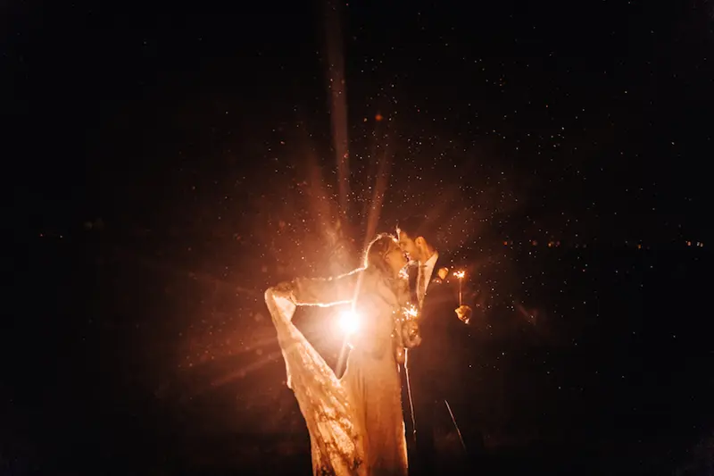 Winter Wedding Sparklers Style