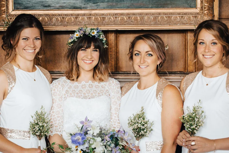 Subtle Gold Seguin Bridesmaids
