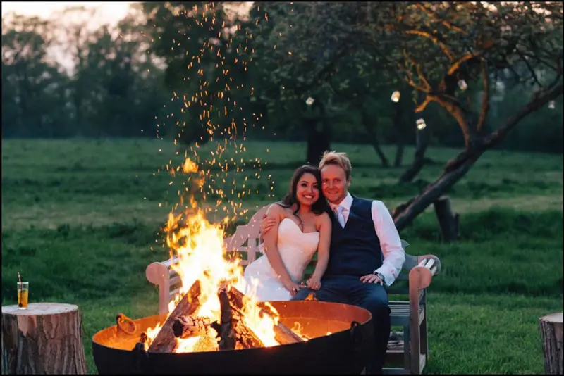Jamesfear Firepit Sunset Real Wedding