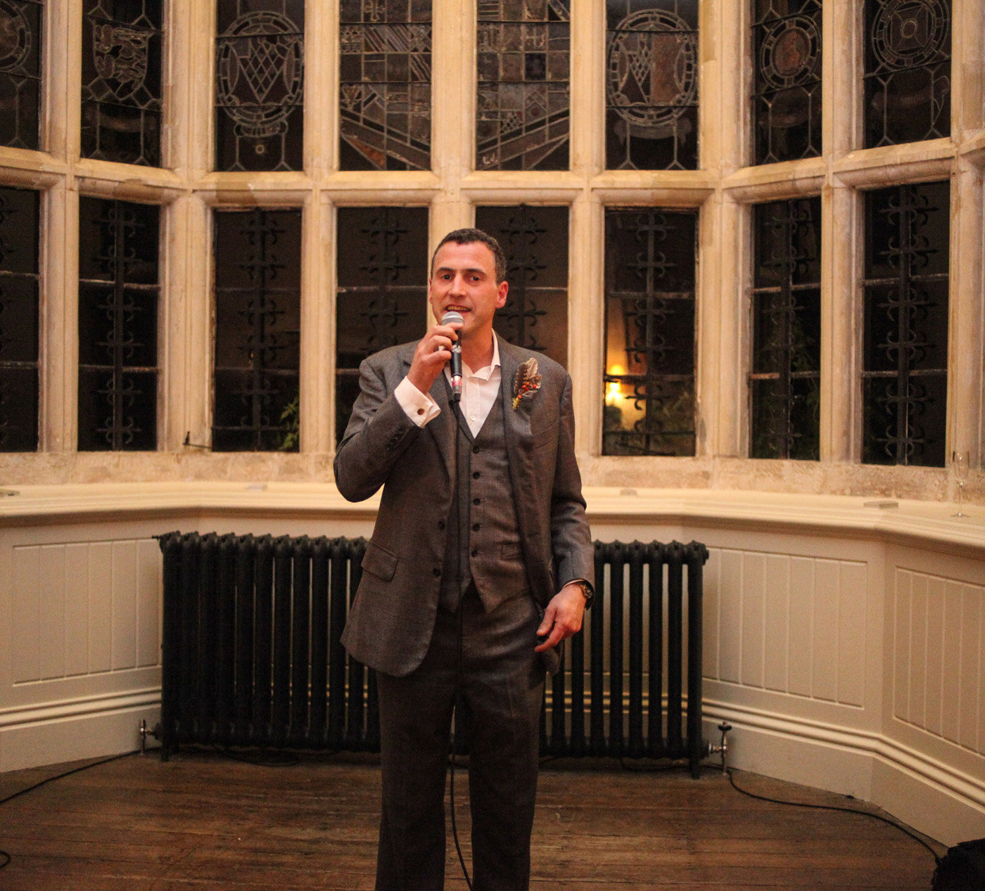 Anselm Guise gives speech at launch party of his wedding venue in 2013