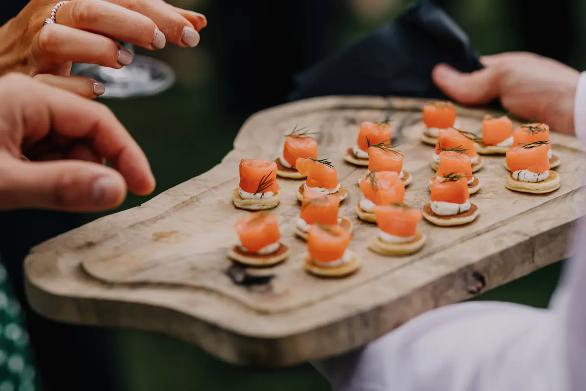 Smoked salmon garden party canapes