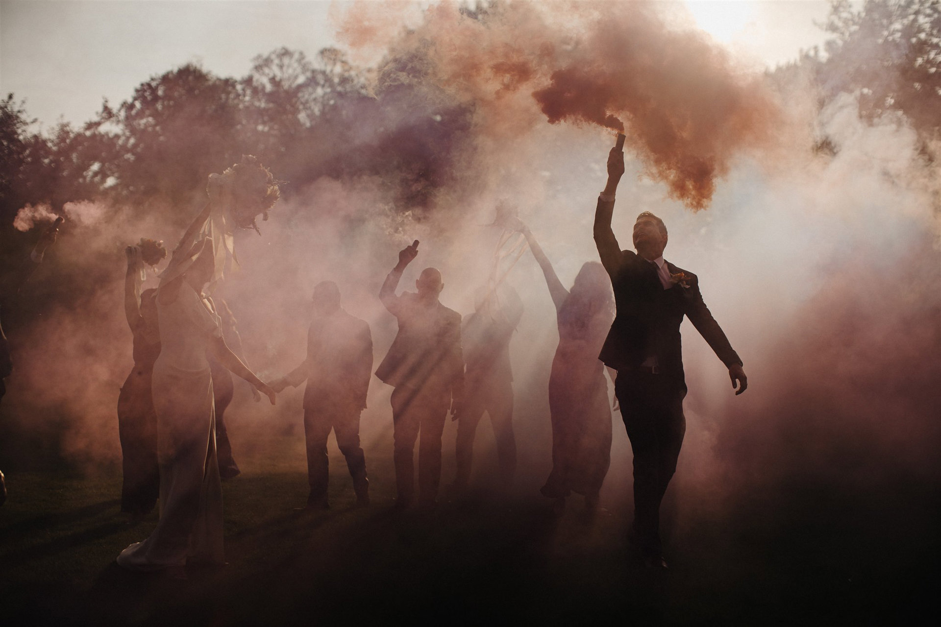 Smokebomb Wedding Photo