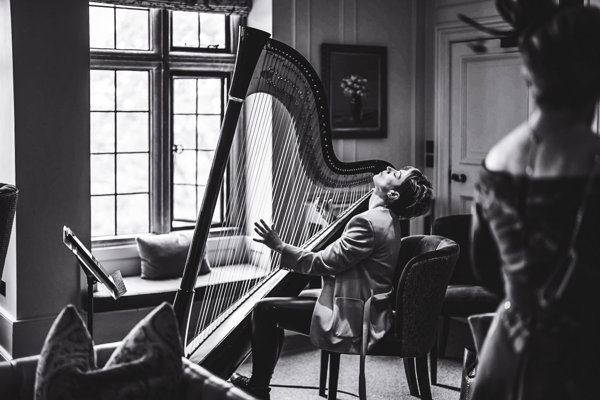 Jemima Phillips Harpist B&W