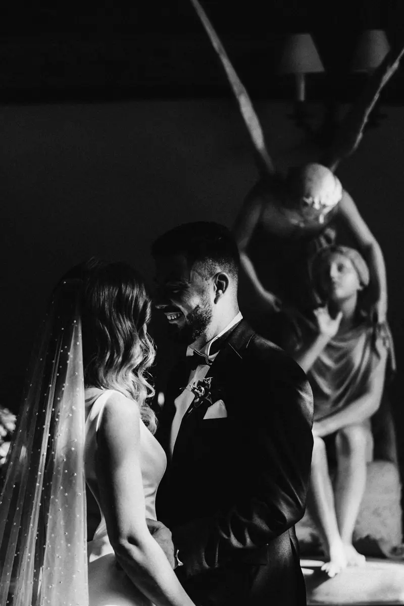 Dark and moody wedding ceremony at a country house in autumn