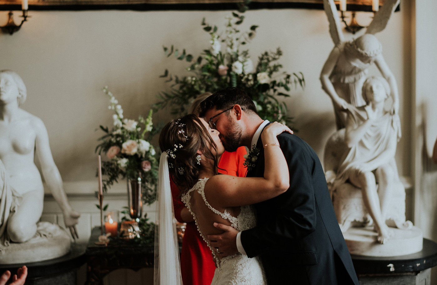 Festival Wedding Couple Kiss