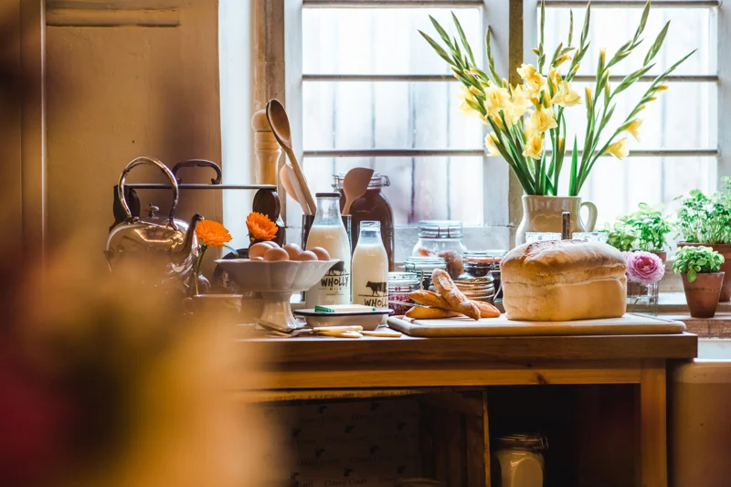 Victorian kitchens at Elmore court now open for wedding tastings full of fresh ingredients picked from the walled garden