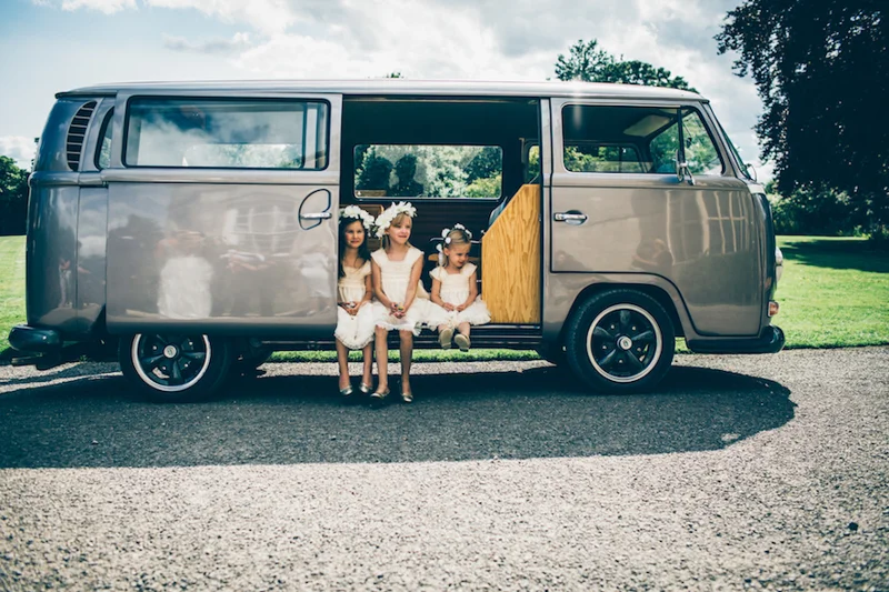 Nick Pumphrey Festival Weddings Camper Van Flowergirls