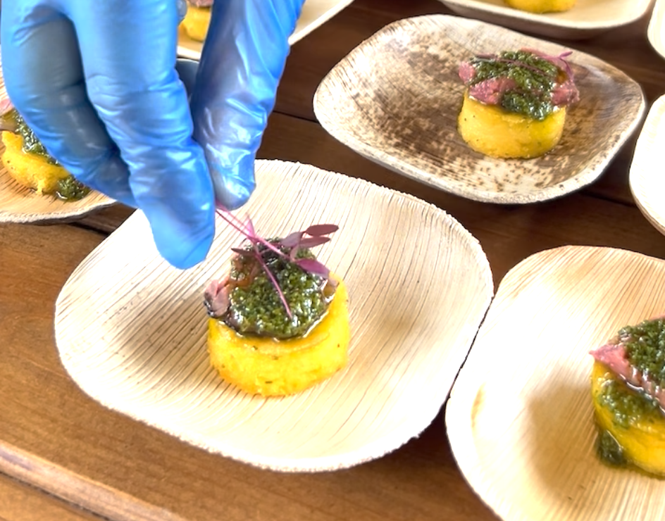 Longhorn Sirloin Arepa canaps from elmore estate wedding fair