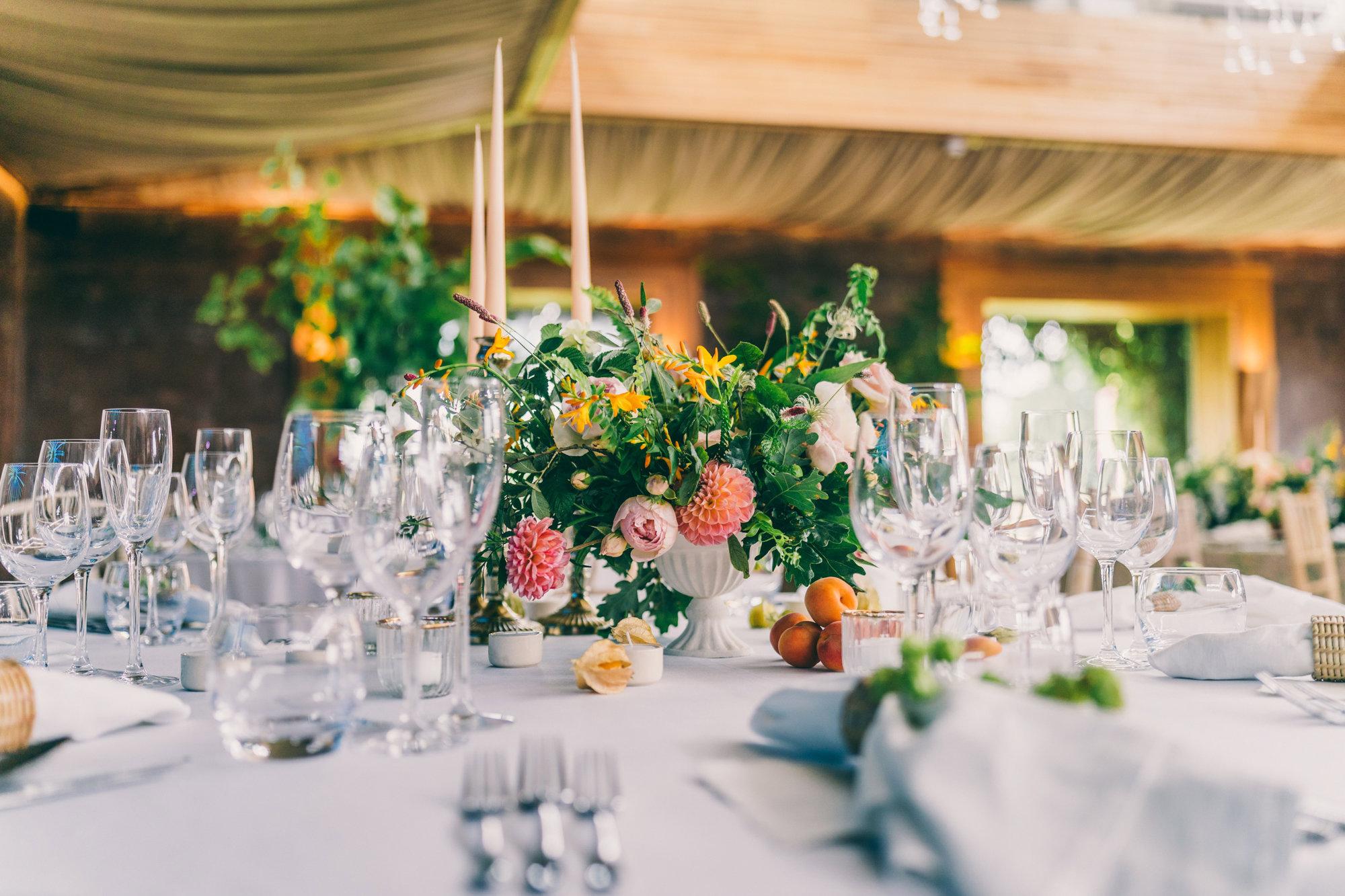 September wedding ideas aplenty at elmore court's harvestival decorated with seasonal flowers and fruits
