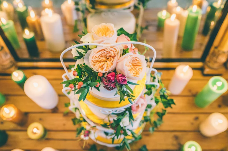 Wedding Cake Flowers Candles