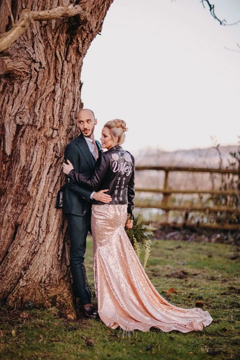 Winter Wedding Leather Sequins