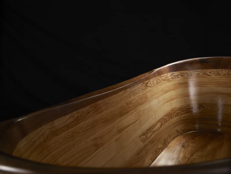 Walnut Bath Rim Detail Against Black Finalmed Jpeg